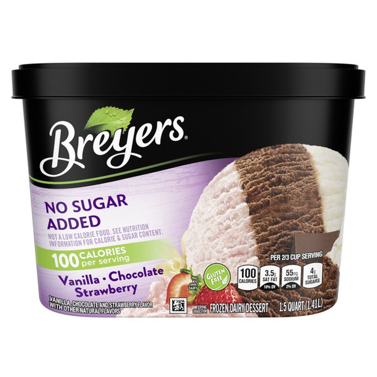 slide 1 of 1, Breyers Frozen Dairy Dessert Vanilla Chocolate Strawberry, 48 oz