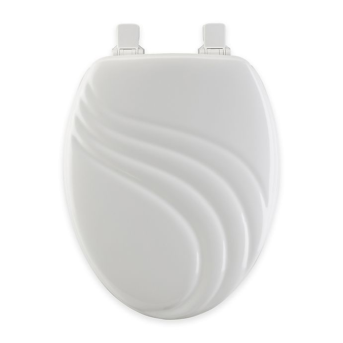 slide 1 of 2, Mayfair Swirl Elongated Molded Wood Toilet Seat - White with Easy Clean & Change Hinge, 1 ct