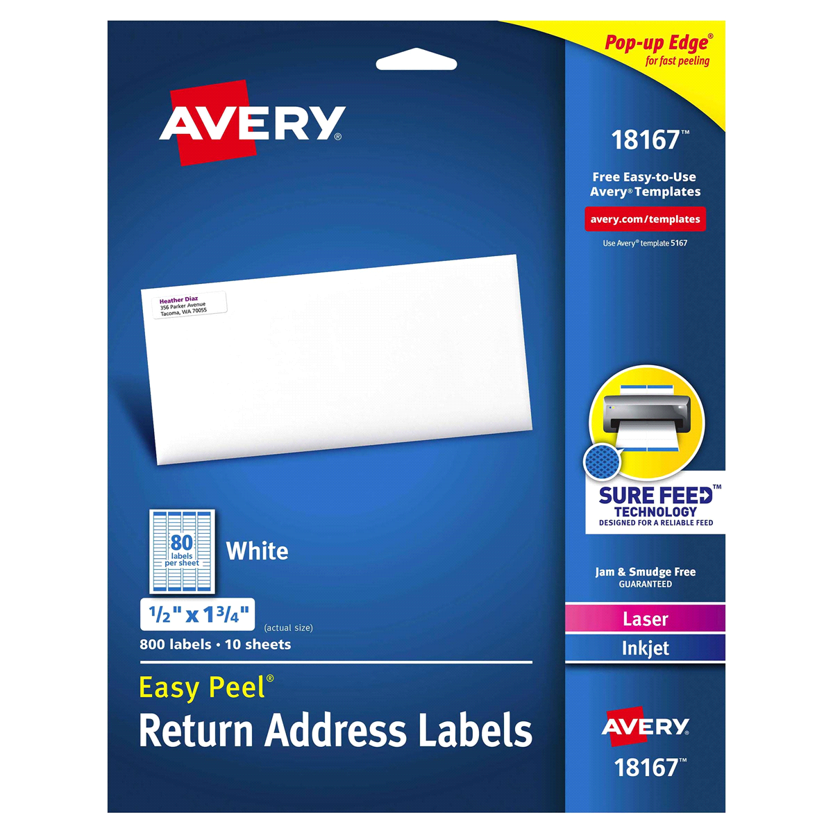 slide 1 of 2, Avery Easy Peel Return Address Label, 800 ct