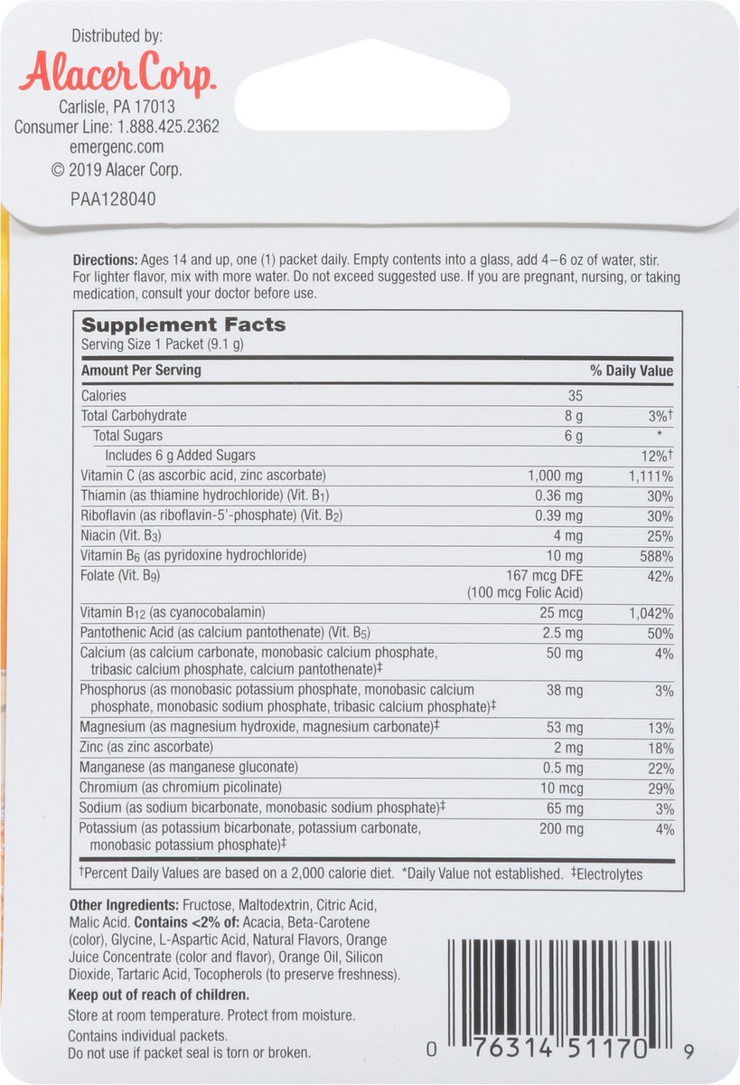 slide 8 of 9, Emergen-C 1000 mg Super Orange Vitamin C 2 - 0.32 Packets, 2 ct