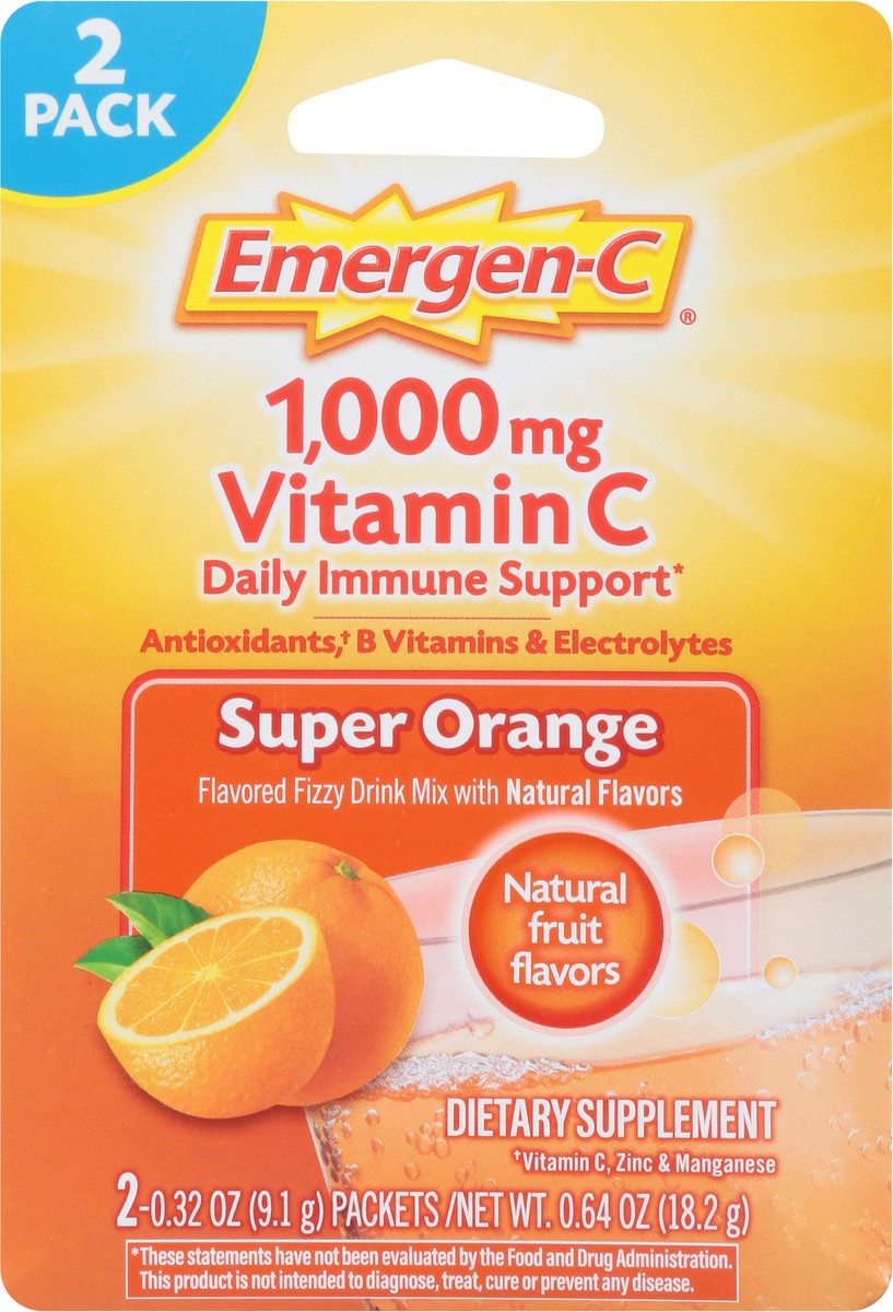 slide 9 of 9, Emergen-C 1000 mg Super Orange Vitamin C 2 - 0.32 Packets, 2 ct