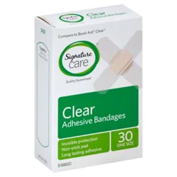 Signature Select/care Adhesive Bandages Clear One Size - 30 Count
