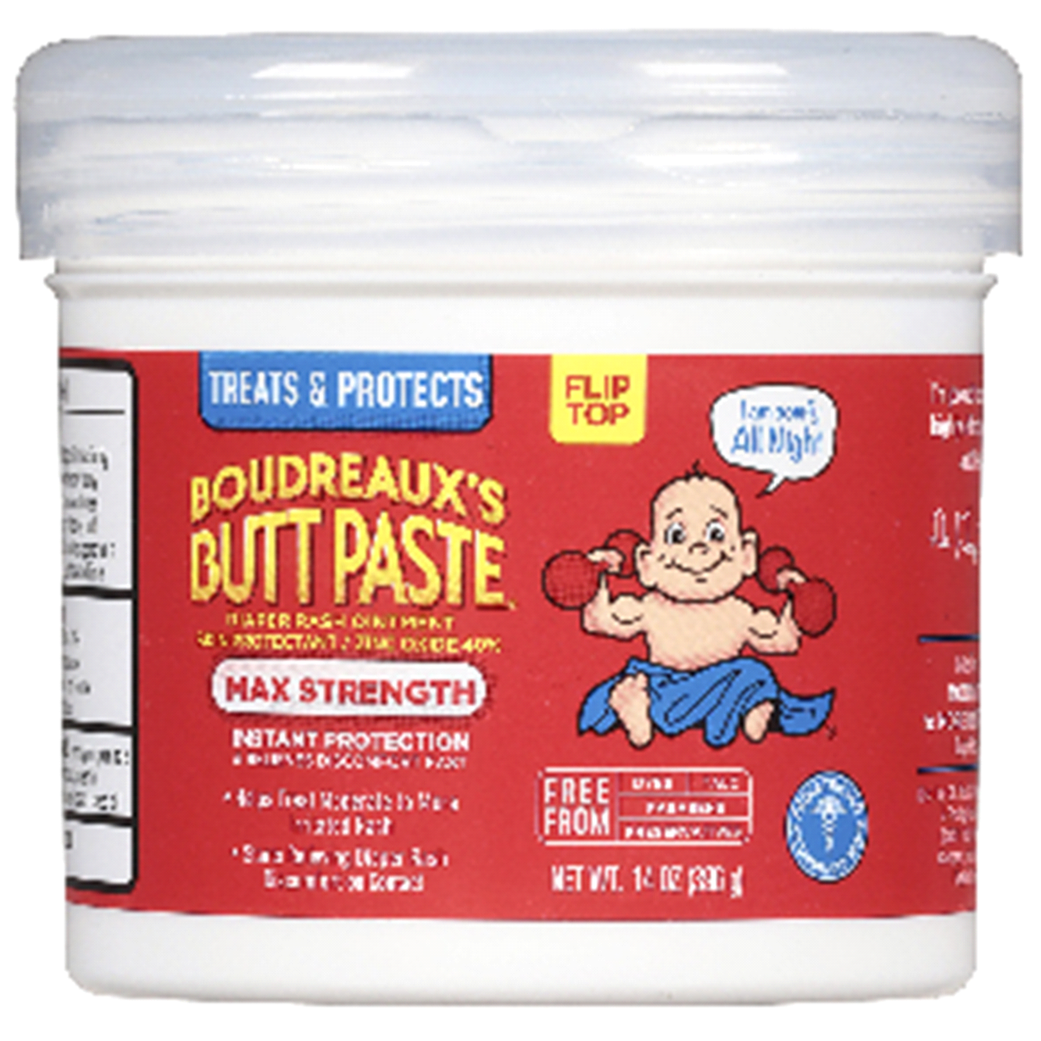 slide 1 of 29, Boudreaux's Butt Paste Maximum Strength, Baby Diaper Rash Cream, Ointment, 14 oz Flip-Top, 14 oz