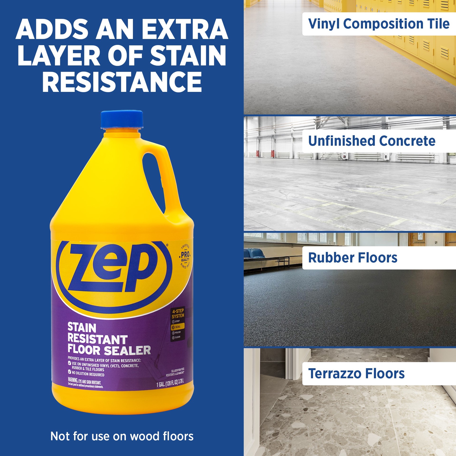 slide 6 of 6, Zep Stain Resistant Floor Sealer Semi-gloss Floor Polish 128 Fluid ounce (s), 1 ct