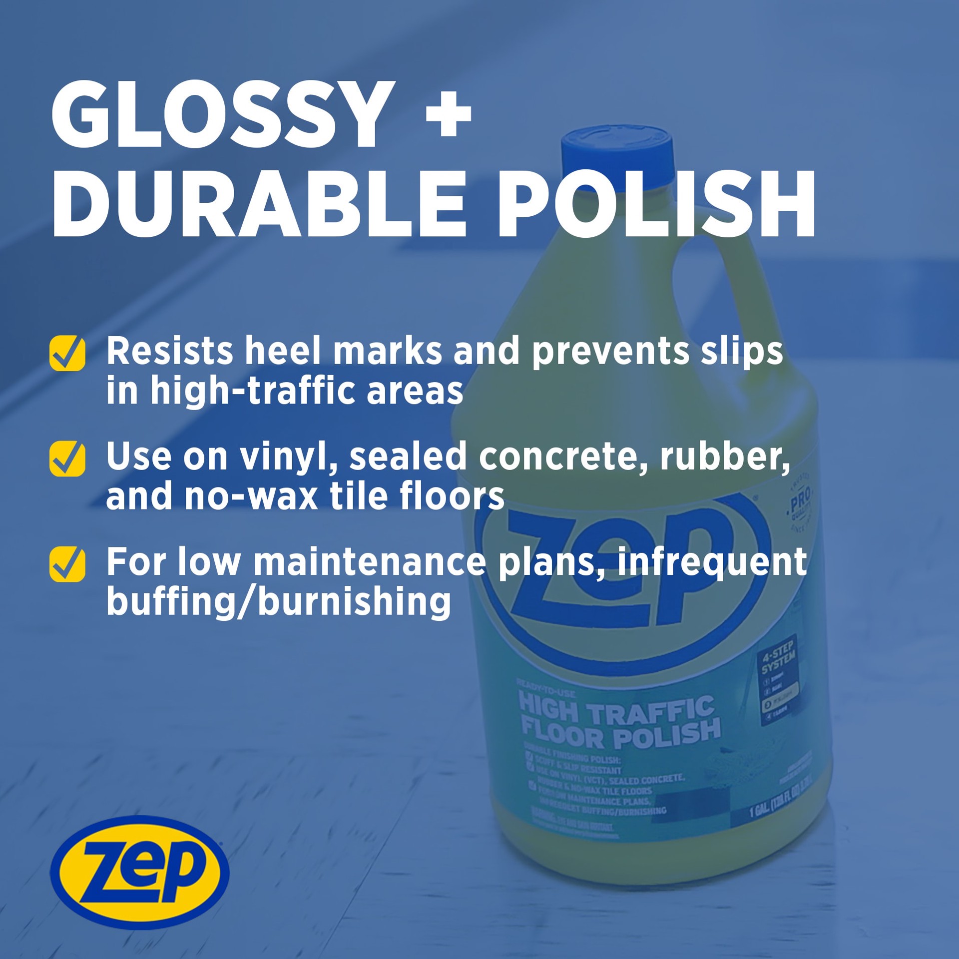 slide 5 of 6, Zep High Traffic High gloss Floor Polish Gallons, 1 ct