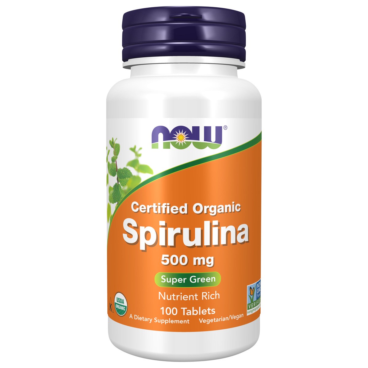 slide 1 of 4, NOW Spirulina 500 mg, Organic - 100 Tablets, 100 ct