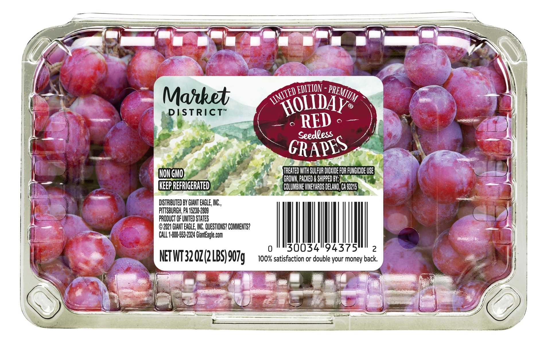 slide 1 of 1, Market District Grapes, Red Seedless, Holiday, 32 oz