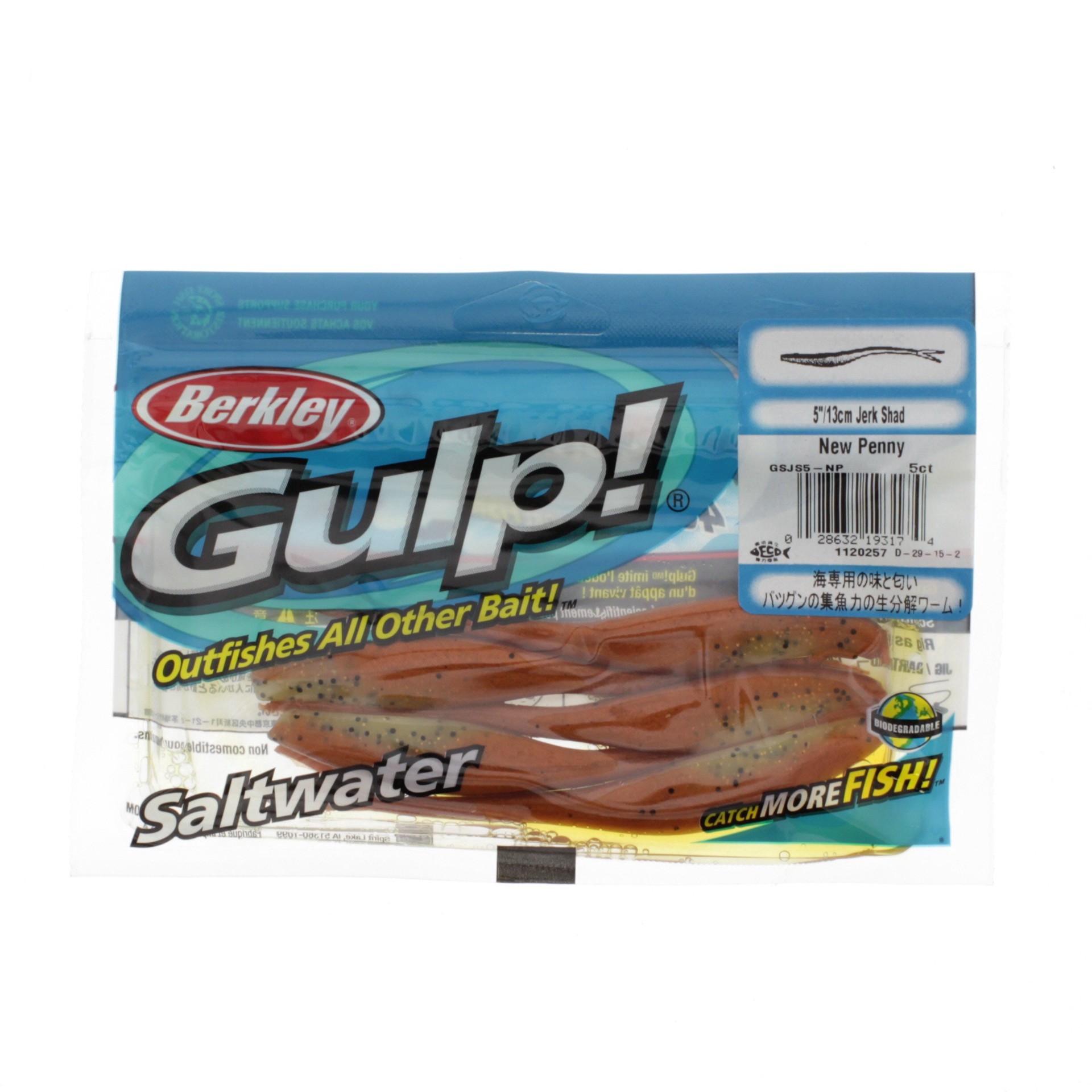 slide 1 of 1, Berkley New Penny 5 Inch Saltwater Jerk Shad, 5 ct