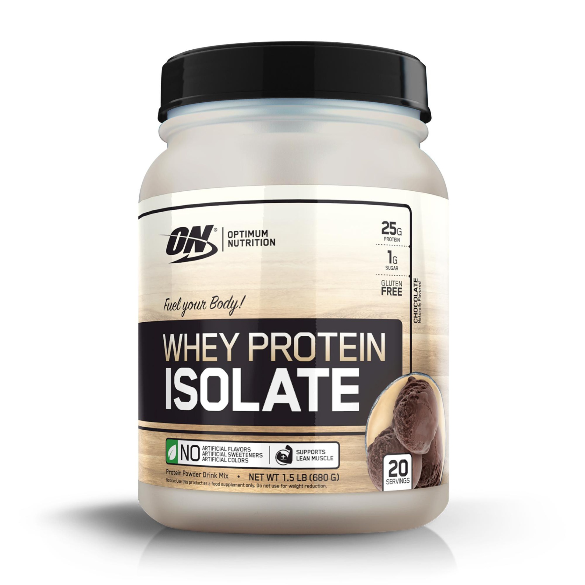 slide 1 of 3, Optimum Nutrition Whey Isolate Protein Powder - Chocolate, 24 oz