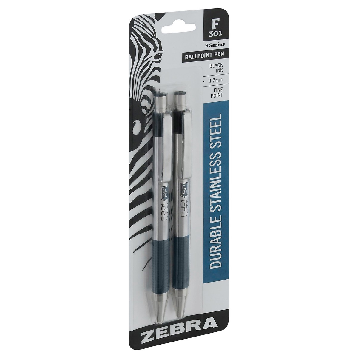 slide 4 of 9, Zebra 2ct F-301 Ballpoint Pens Black Ink Fine .7mm, 2 ct