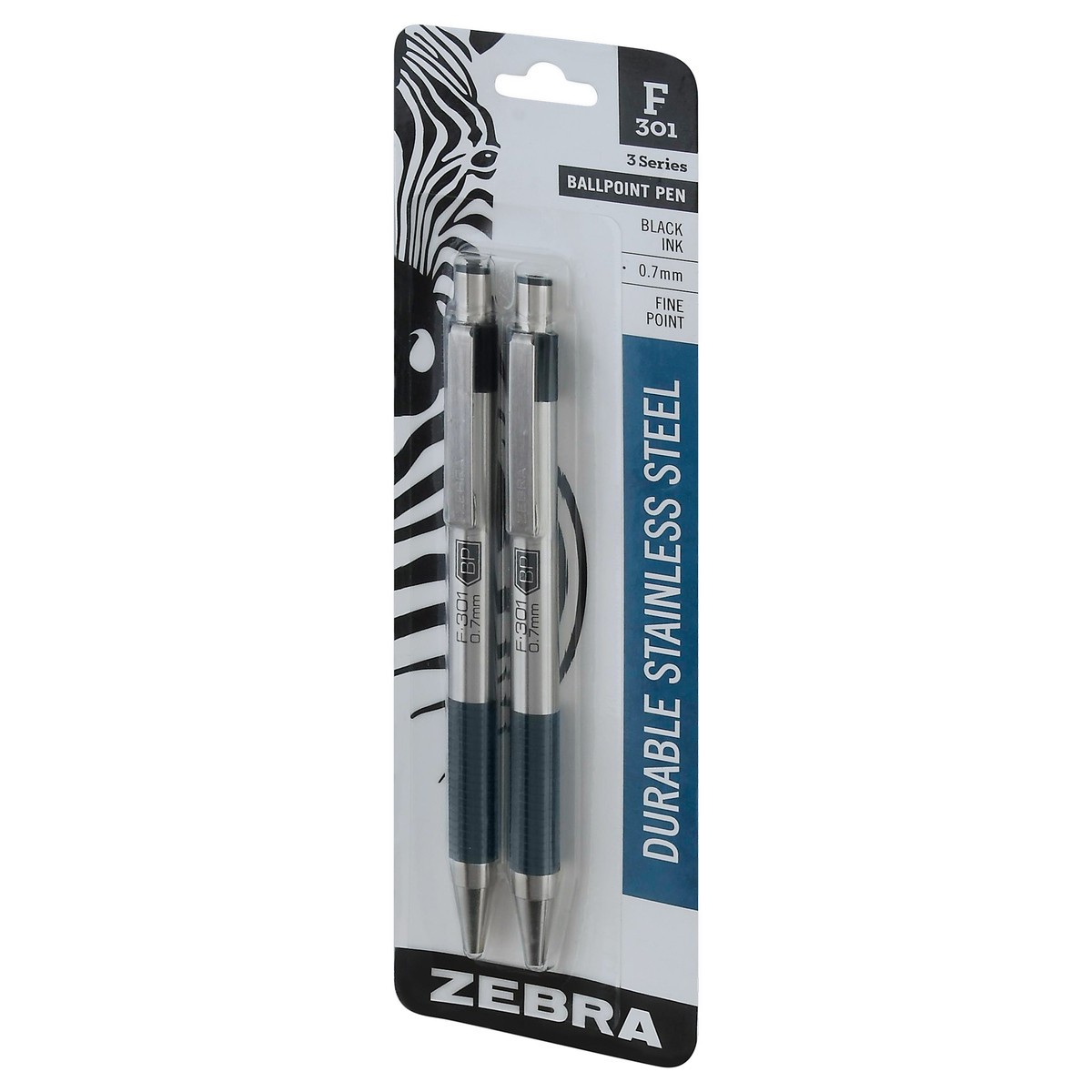 slide 3 of 9, Zebra 2ct F-301 Ballpoint Pens Black Ink Fine .7mm, 2 ct