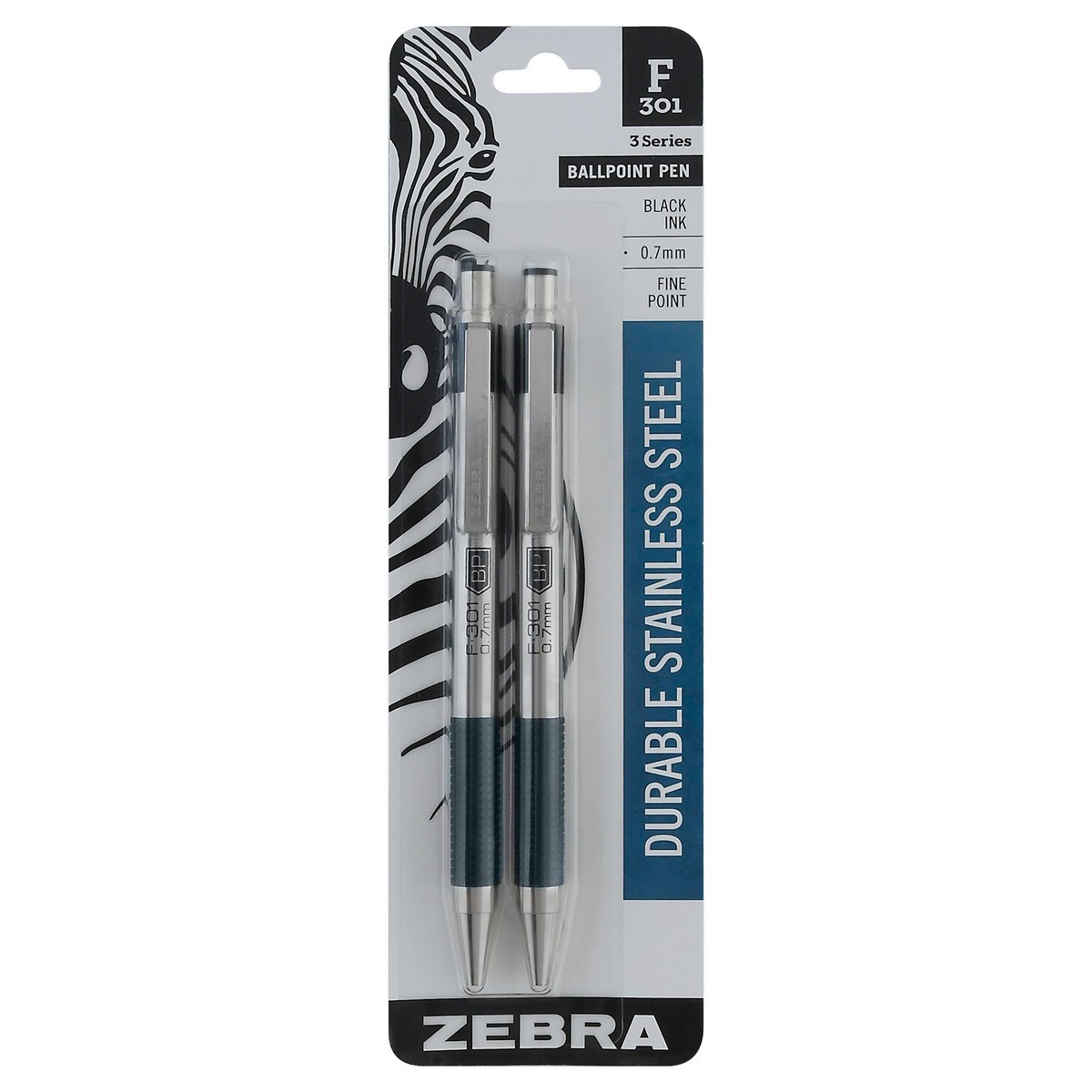 slide 1 of 9, Zebra 2ct F-301 Ballpoint Pens Black Ink Fine .7mm, 2 ct