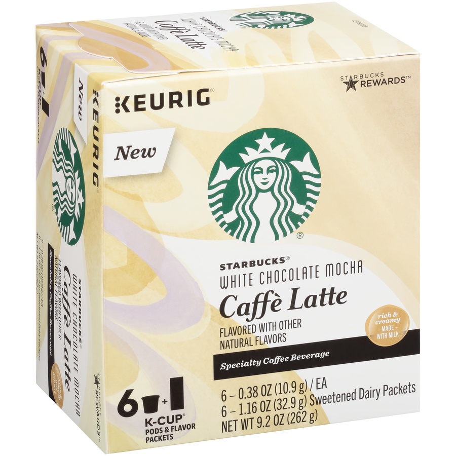 slide 4 of 8, Starbucks White Chocolate Mocha Caffe Latte K-Cup Pods - 6 ct, 6 ct