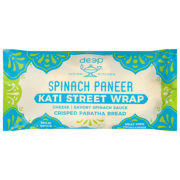 slide 1 of 1, Deep Indian Kitchen Spinach Paneer Mild Spice Kati Street Wrap, 5 oz