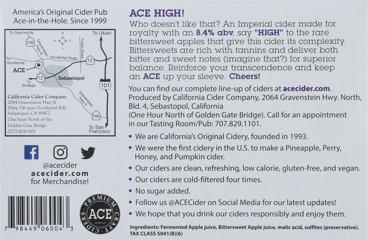 slide 9 of 9, Ace Ciders High Cider, 6 ct; 12 fl oz