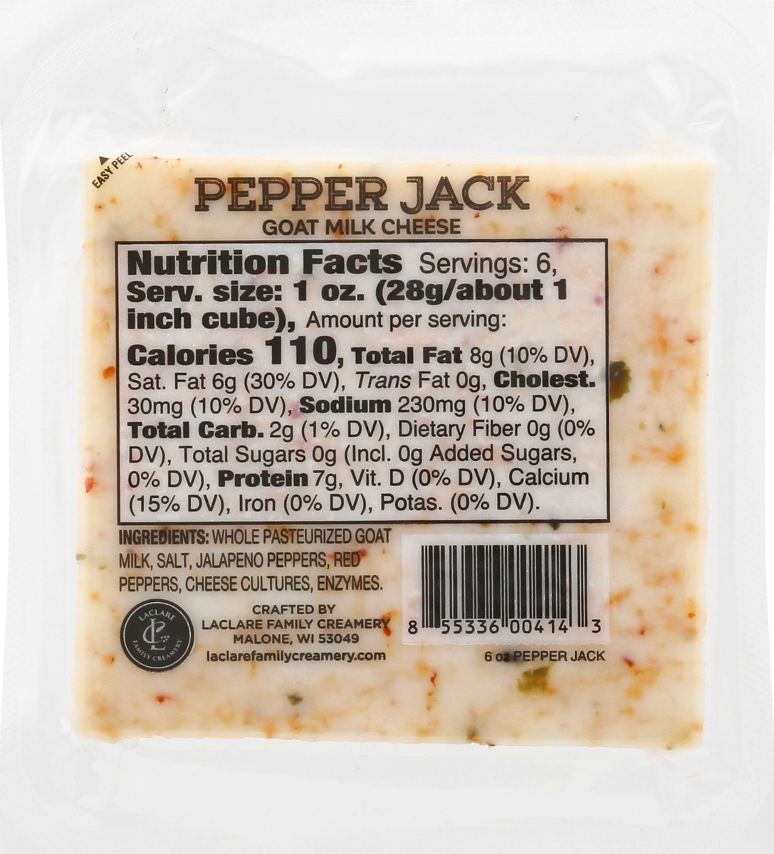 slide 13 of 13, LaClare Family Creamery Pepper Jack Goat Milk Cheese 6 oz, 6 oz