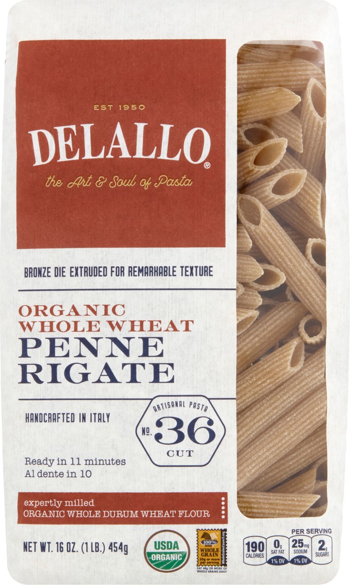 slide 1 of 11, DeLallo Organic Penne Rigate, 16 oz