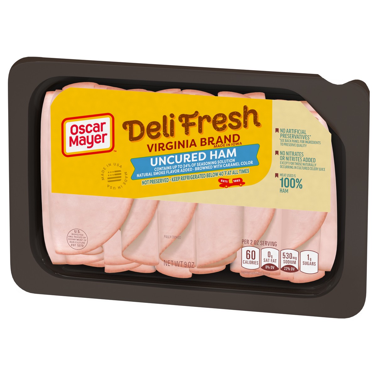 slide 6 of 15, Oscar Mayer Deli Fresh Uncured Ham Sliced Lunch Meat, 9 oz. Tray, 9 oz