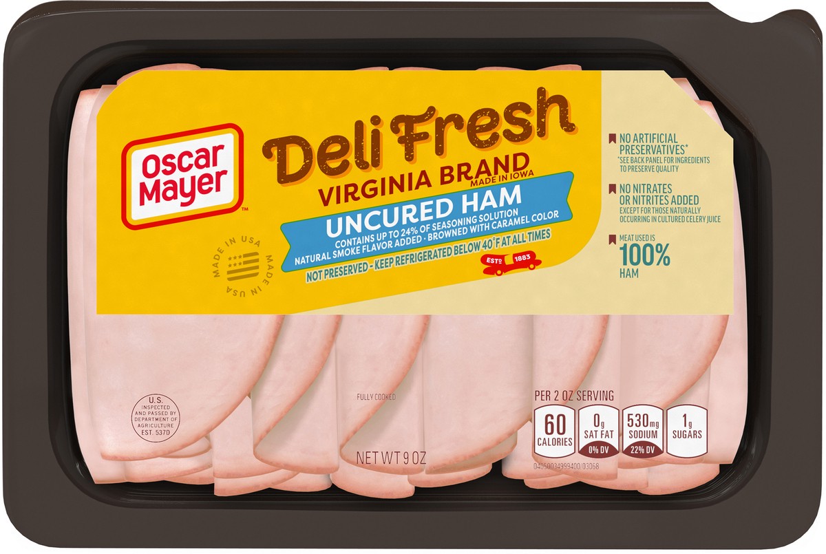 slide 10 of 15, Oscar Mayer Deli Fresh Uncured Ham Sliced Lunch Meat, 9 oz. Tray, 9 oz