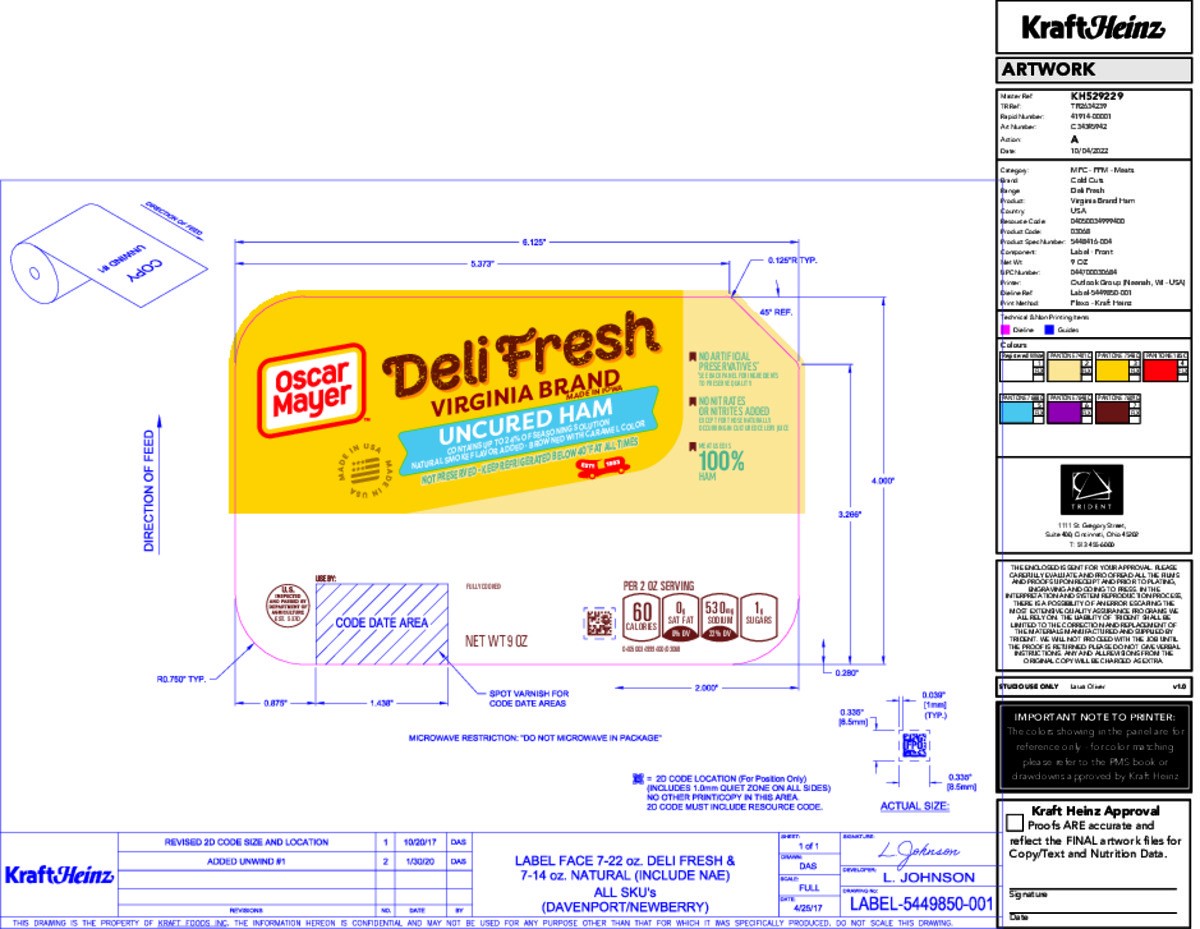 slide 5 of 15, Oscar Mayer Deli Fresh Uncured Ham Sliced Lunch Meat, 9 oz. Tray, 9 oz