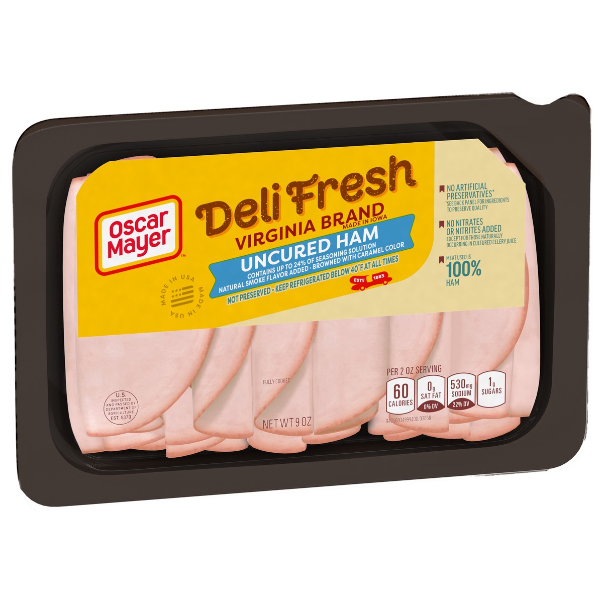 slide 4 of 15, Oscar Mayer Deli Fresh Uncured Ham Sliced Lunch Meat, 9 oz. Tray, 9 oz