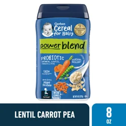 Gerber Stage 2 Baby Food, Oatmeal Lentil Carrot Pea Cereal, 8 Oz Canister