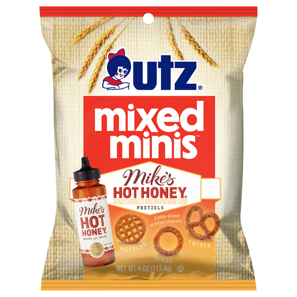 slide 1 of 1, Utz Mike's Hot Honey Flavored Mixed Minis Pretzels, 4 oz