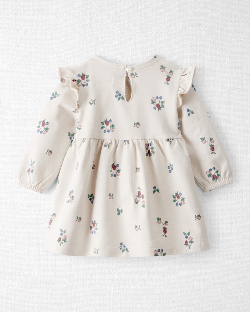 slide 4 of 5, Littleplanet Baby Girl Organic Cotton French Terry Dress in Berry Blossom Print Berry Blossom NB, 1 ct
