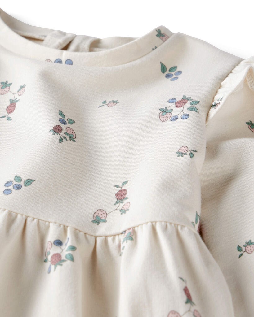slide 3 of 5, Littleplanet Baby Girl Organic Cotton French Terry Dress in Berry Blossom Print Berry Blossom NB, 1 ct