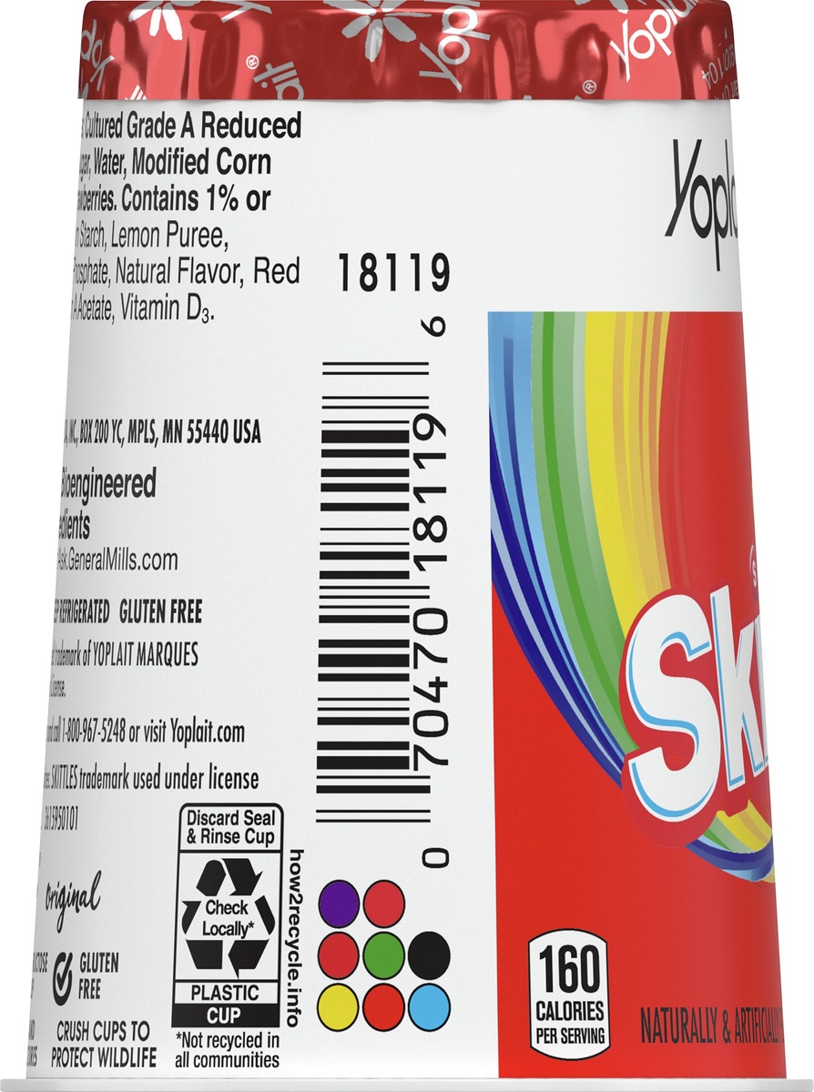 slide 7 of 9, Yoplait Original Skittles Original Low Fat Yogurt, 6 OZ Yogurt Cup, 6 oz