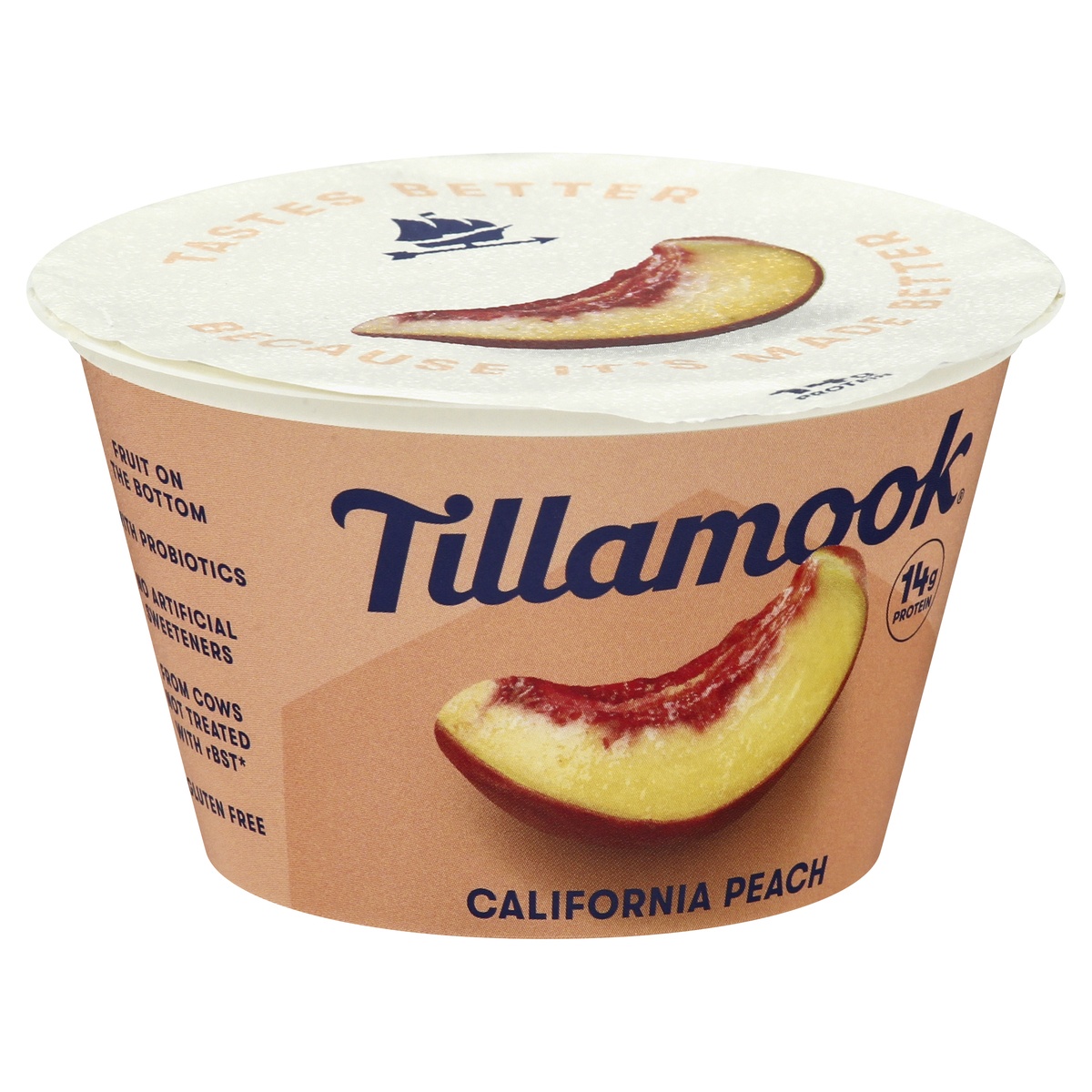 slide 2 of 9, Tillamook California Peach 2% Low-Fat Greek Yogurt, 5.3oz, 150 g