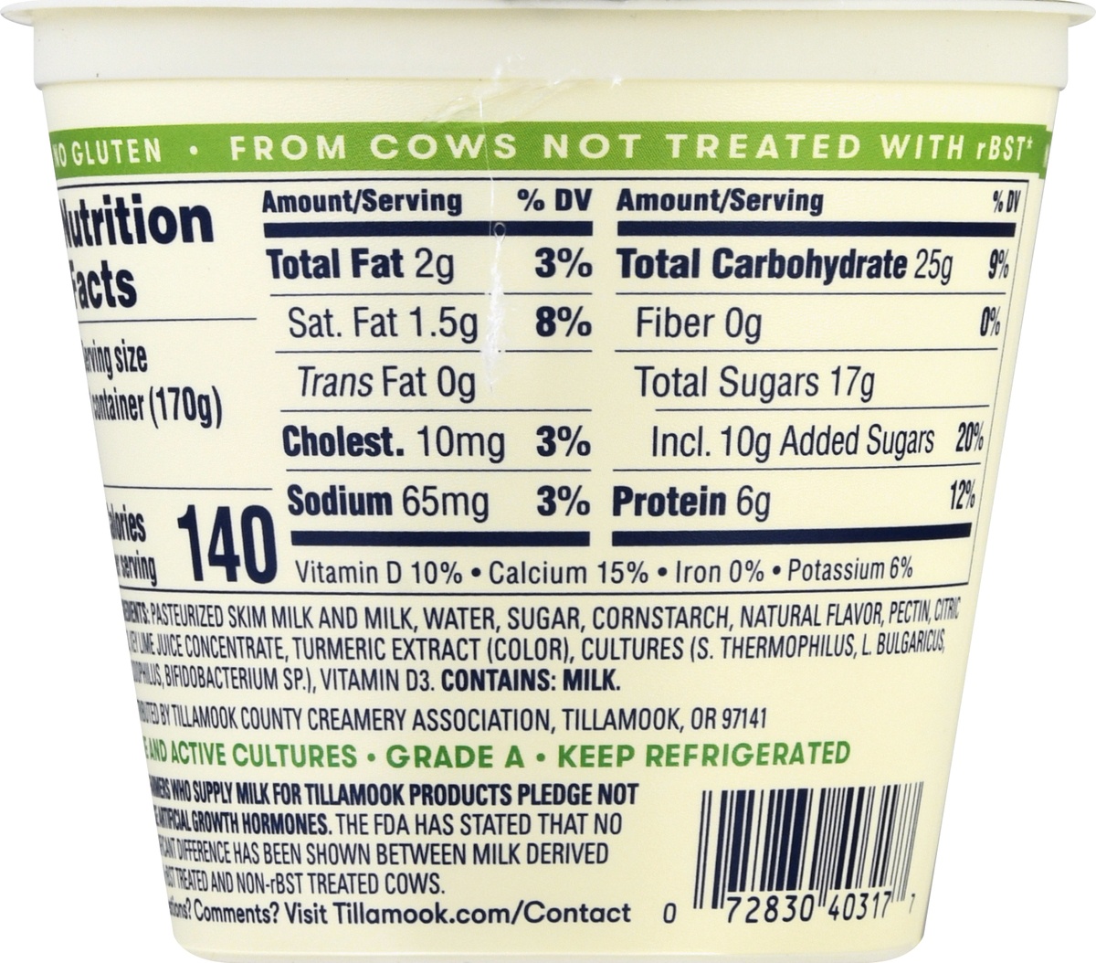 Tillamook Key Lime Low-Fat Yogurt 6 oz | Shipt