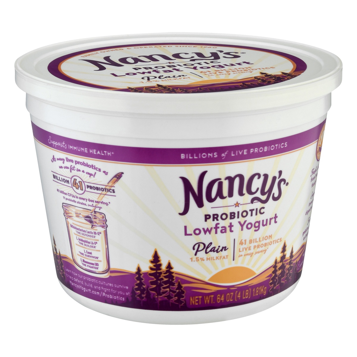 slide 2 of 9, Nancy's Probiotic Lowfat Plain Yogurt 64 oz, 64 oz