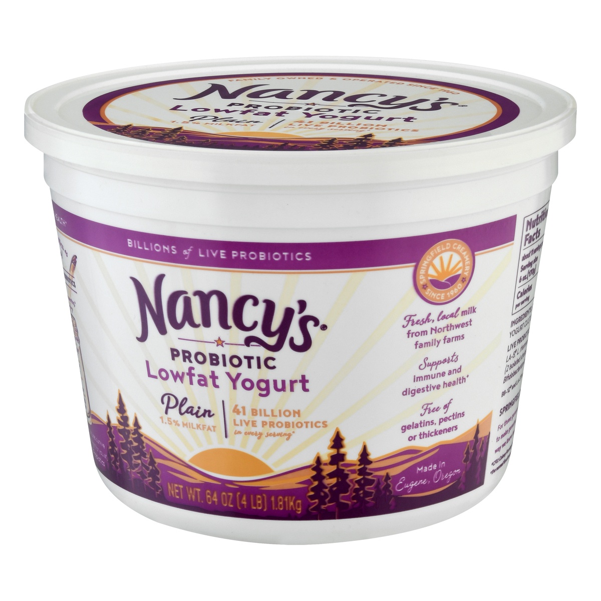 slide 3 of 9, Nancy's Probiotic Lowfat Plain Yogurt 64 oz, 64 oz