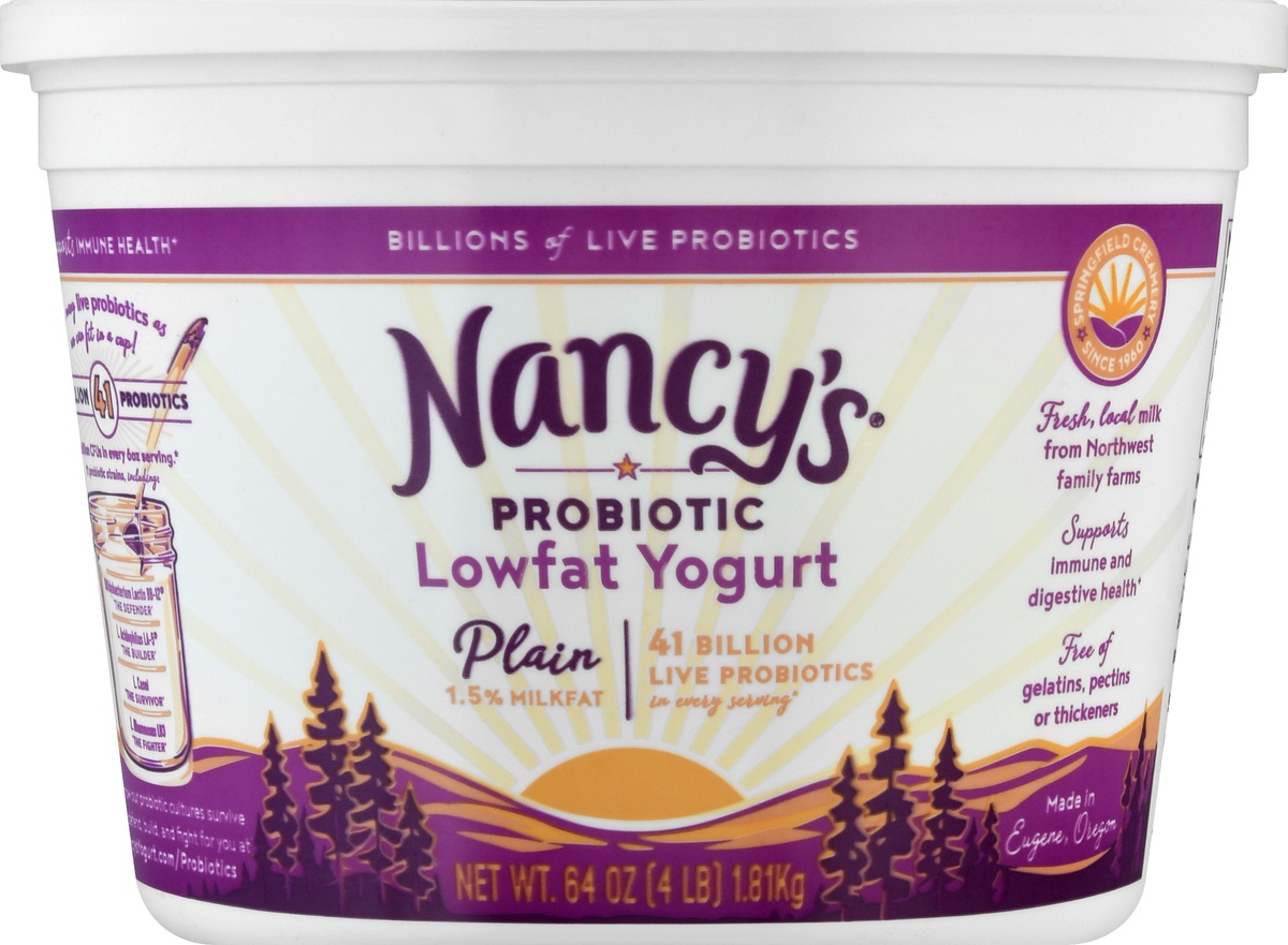 slide 6 of 9, Nancy's Probiotic Lowfat Plain Yogurt 64 oz, 64 oz