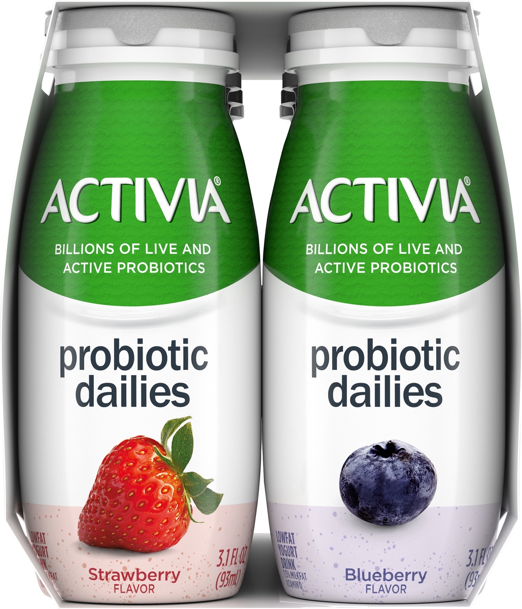 slide 6 of 7, Activia Probiotic Dailies Strawberry & Blueberry Yogurt Drink, Variety Pack, 3.1 fl oz