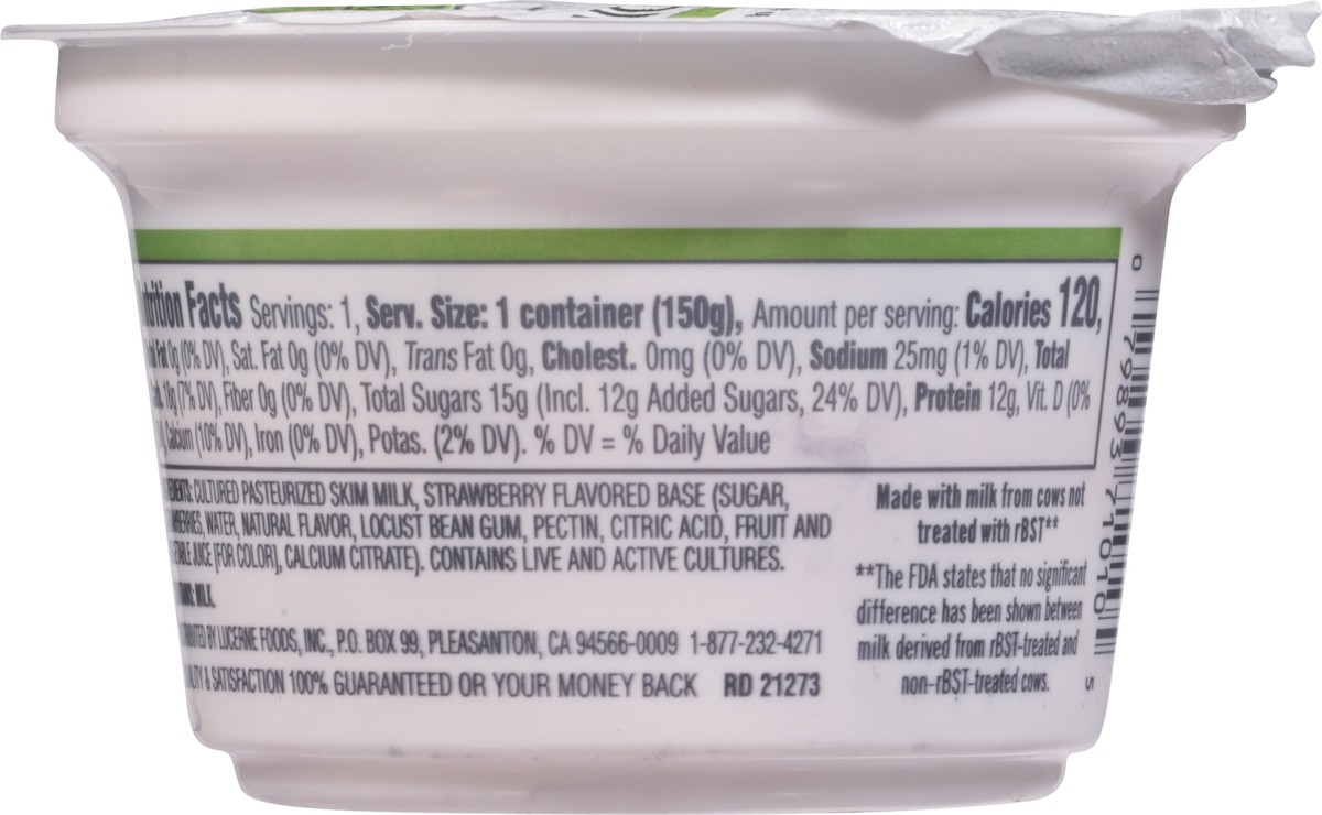 Open Nature Yogurt Greek Nonfat Strained Fruit on the Bottom Strawberry