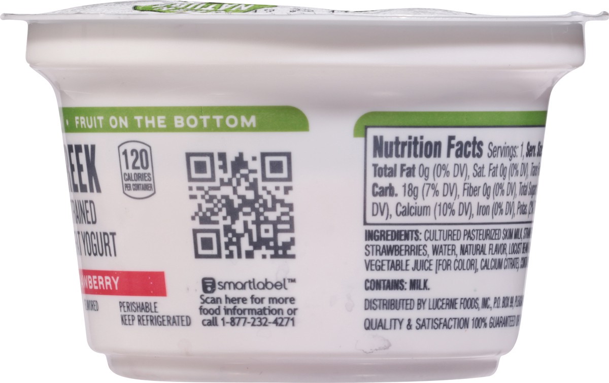 Open Nature Yogurt Greek Nonfat Strained Fruit on the Bottom Strawberry