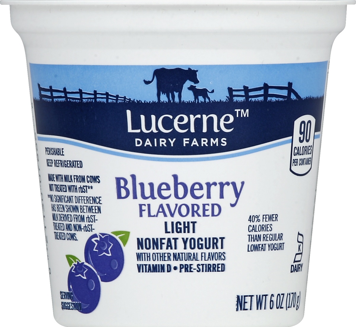 slide 2 of 3, Lucerne Dairy Farms Yogurt Nonfat Light Blueberry Flavored, 6 oz