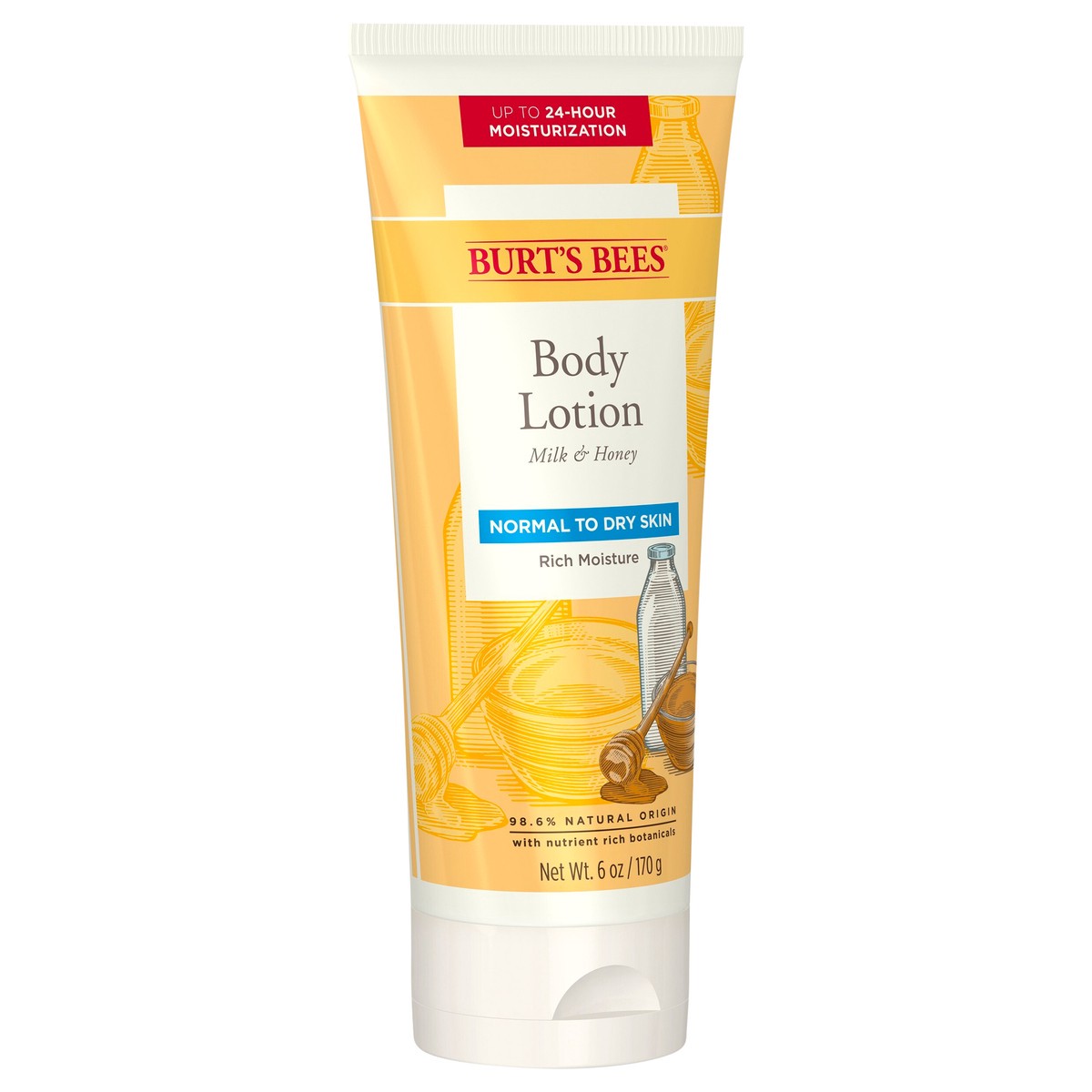 slide 4 of 4, Burt's Bees Body Lotion for Normal to Dry Skin with Milk & Honey, 6 fl oz