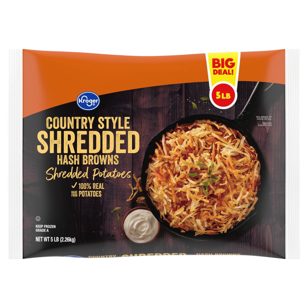 slide 1 of 2, Kroger Country Style Hash Browns, 80 oz