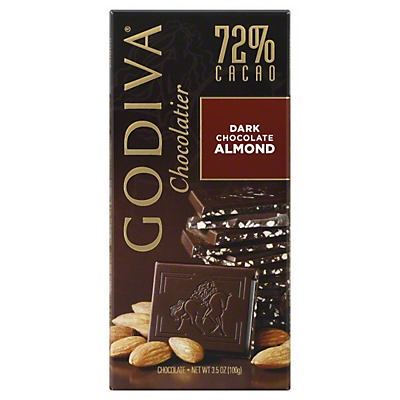 slide 1 of 1, Godiva Dark Chocolate, Almond, 72% Cacao, 3.5 oz