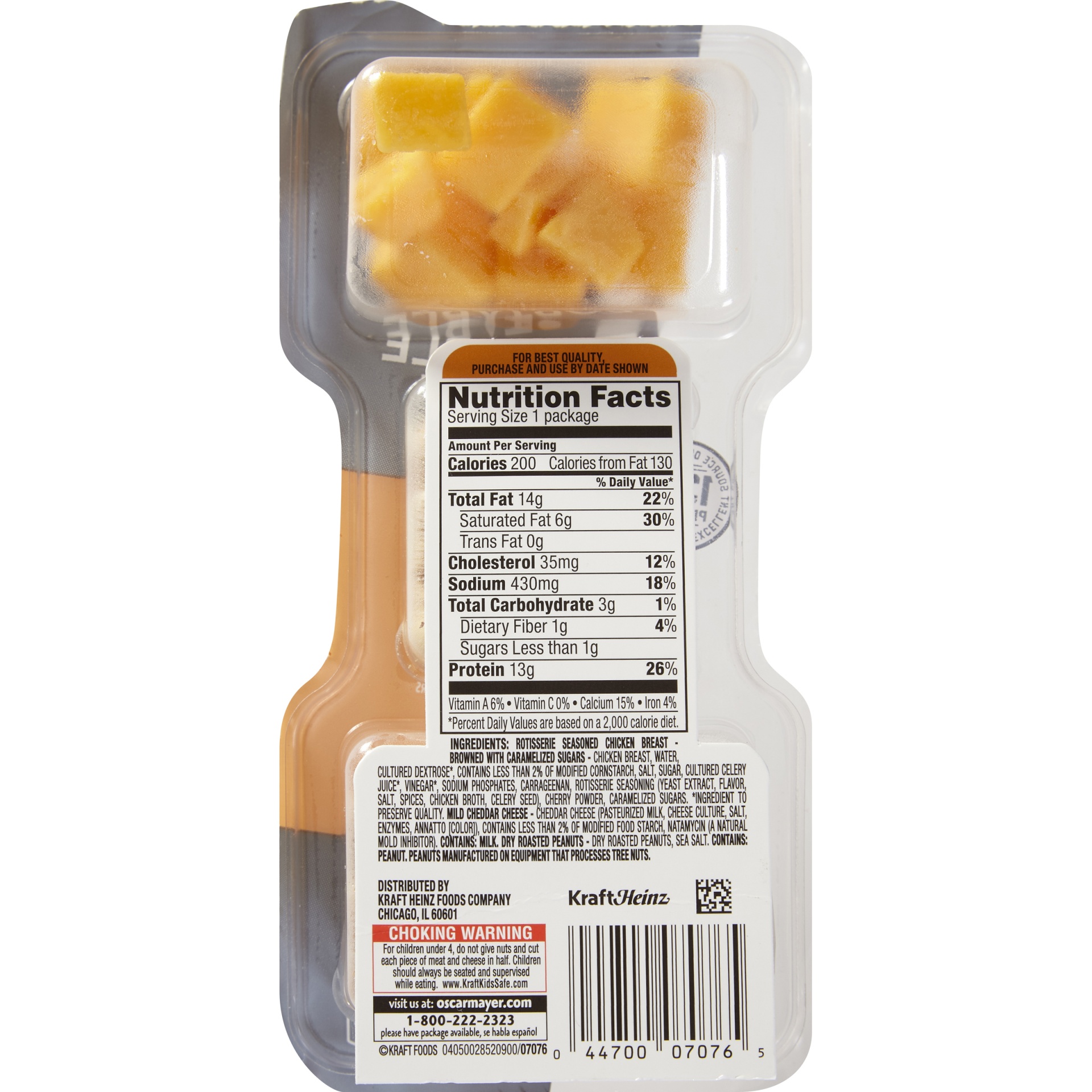 slide 2 of 4, P3 Portable Protein Snack Pack with Chicken, Peanuts & Cheddar Cheese Tray, 2 oz