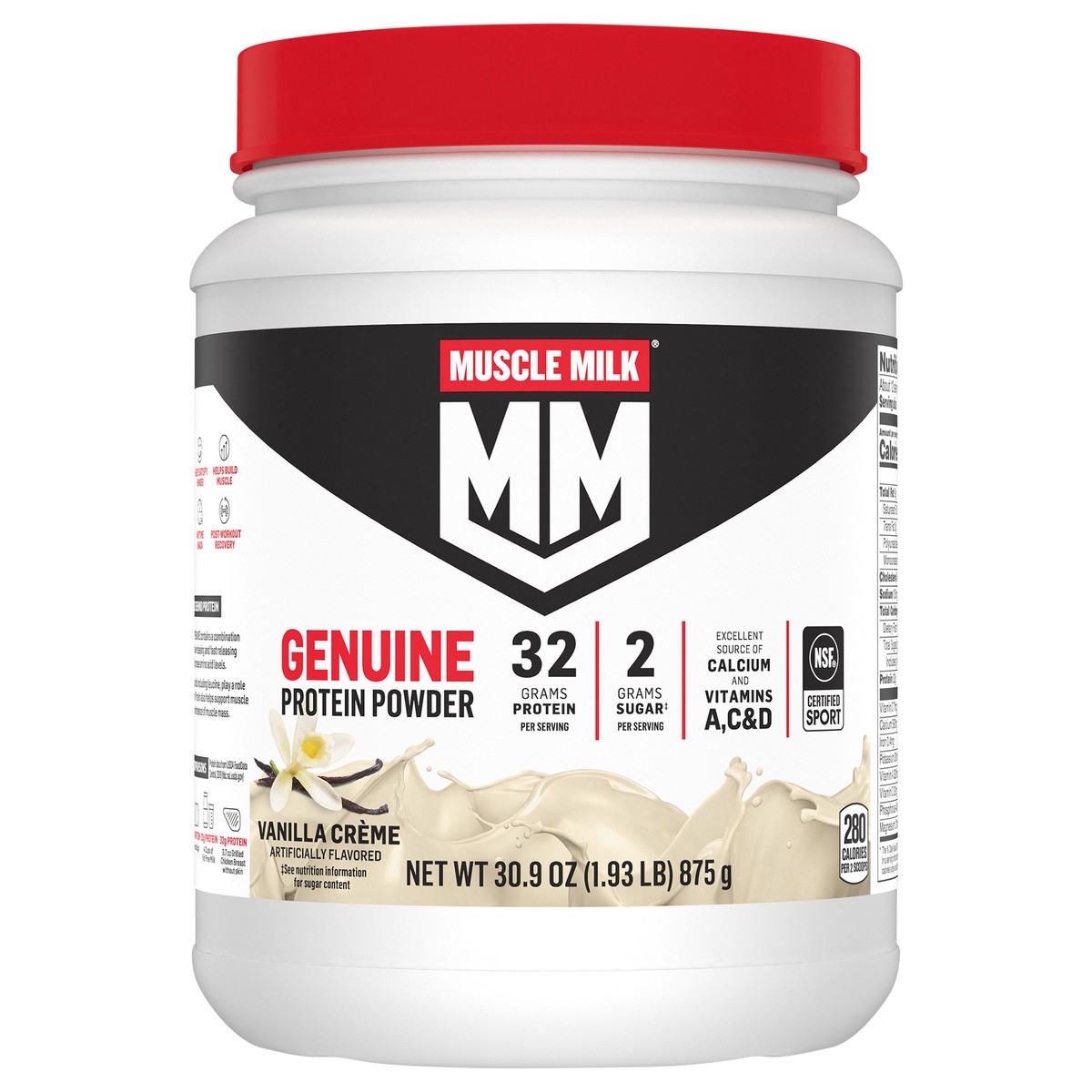 slide 1 of 5, Muscle Milk Genuine Vanilla Protein Powder, 30.90 oz