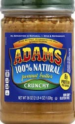 Adams Natural Crunchy Peanut Butter, 36 oz. Jar