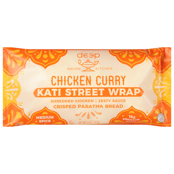 slide 1 of 1, Deep Indian Kitchen Chicken Curry Kati Street Wrap, 5 oz