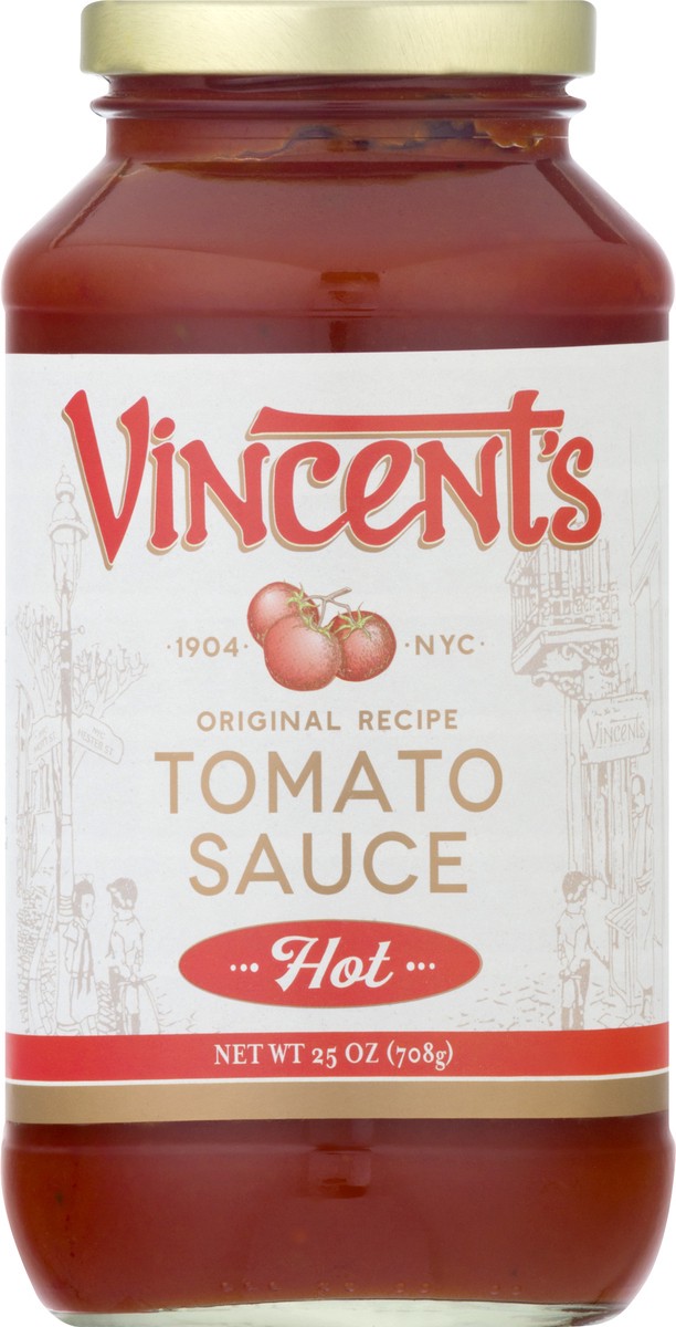 slide 2 of 13, Vincent's Hot Tomato Sauce 25 oz, 25 oz