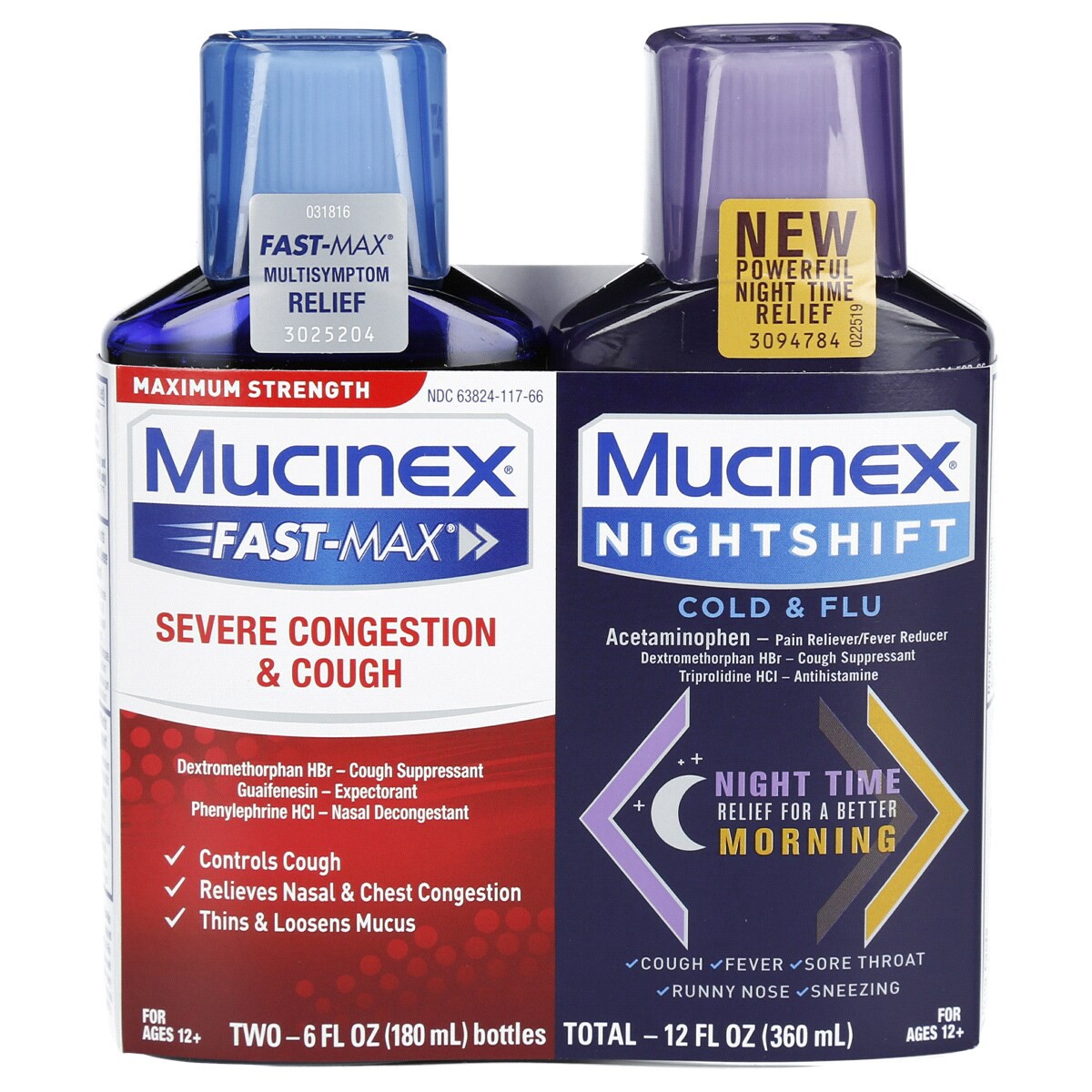 slide 1 of 3, Mucinex Severe Congestion & Cough/Cold & Flu 2 ea, 2 ct