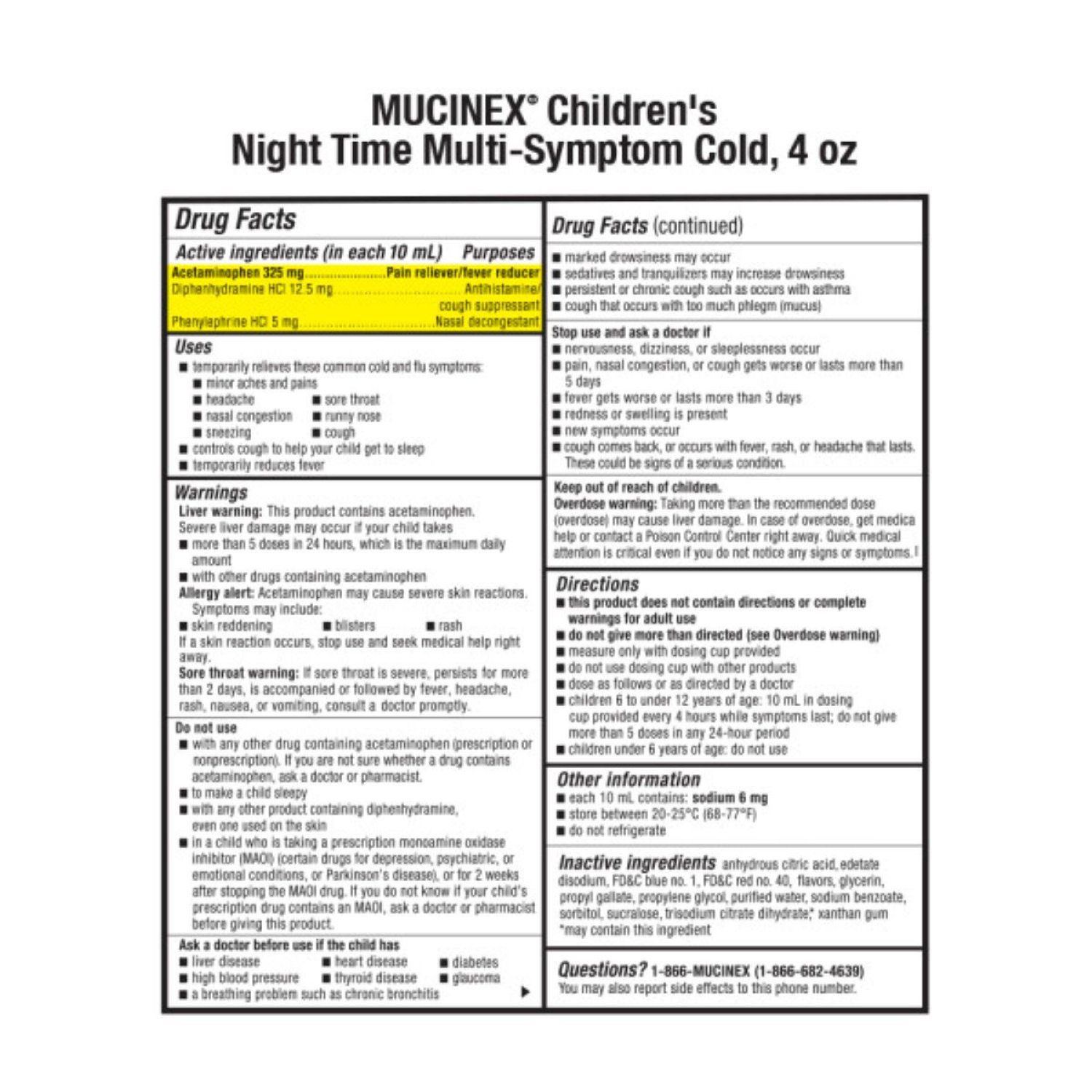 slide 2 of 6, Mucinex Children's Night Time Multi-Symptom Cold Syrup, 4 fl oz