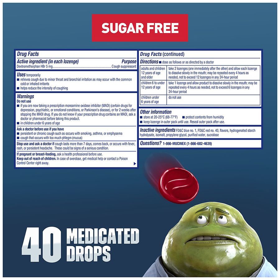 slide 5 of 5, Mucinex InstaSoothe 3 in 1 Formula Mixed Berry Flavor Cough Drops 40 ea, 40 ct